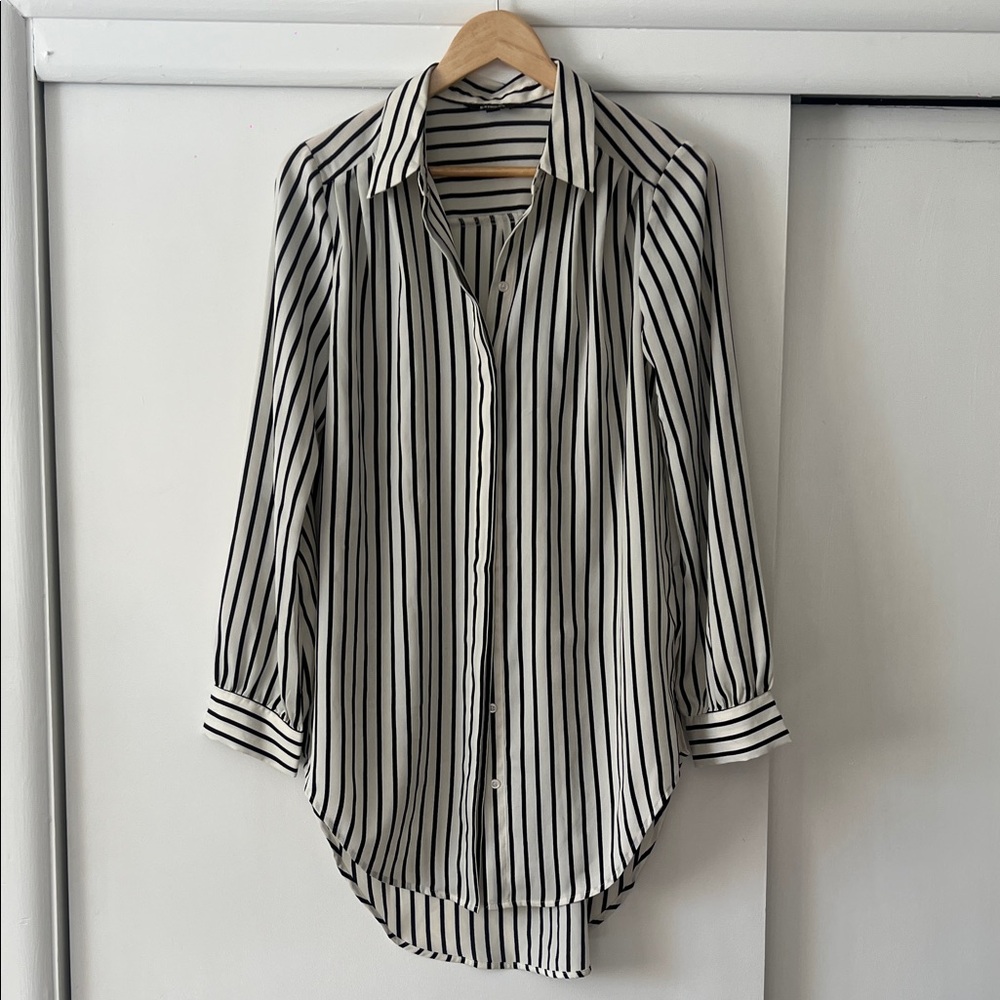 Express Navy and White Striped Top